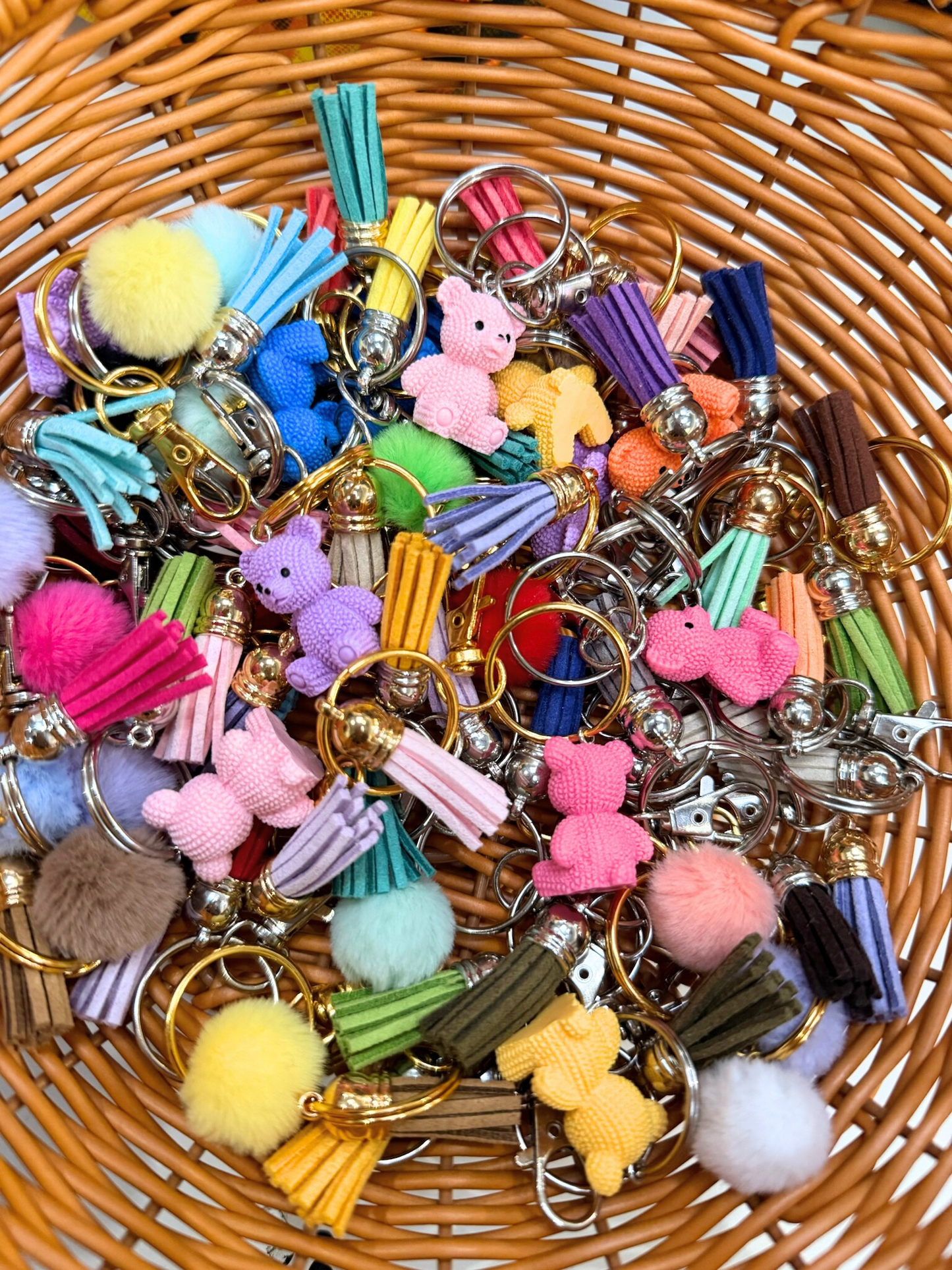 Porte-clé / Bijou de sac en Wax forme ROND